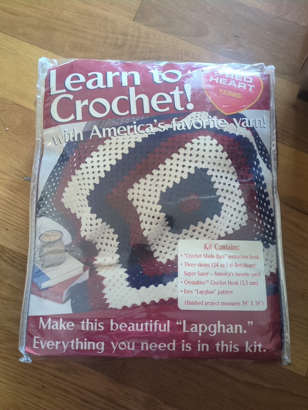 Learn to Crochet Lapghan Kit - Red, White, Blue
